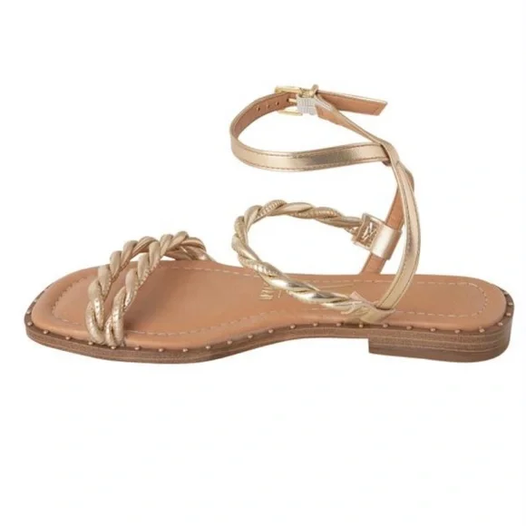 Vizzano Metallic Gold Rose Flat Sandals Straps - Picture 5 of 8